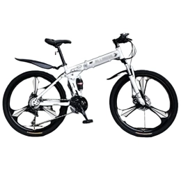 POGIB Bicicleta POGIB Bicicleta de montaña Plegable definitiva, Cambio de Marco de Acero de Alto Carbono y Horquilla de absorción de Impactos más Gruesa, Adecuada para Adultos (White 27.5inch)