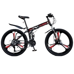 POGIB Bicicleta POGIB Bicicleta de montaña Plegable, Marco de Acero de Alto Carbono Conveniente y Duradero Bicicleta de montaña Plegable de Velocidad Ajustable (Red 26inch)