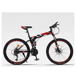 Qj Bicicleta Qj MTB 27 Velocidades de absorcin de Choque para Hombre de MTB 26' Marco de Neumticos Acero de Alto Carbono de Doble suspensin con Doble Freno de Disco, Rojo