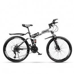 Qj Bicicleta Qj MTB Marco de Acero de Carbono de Alta de 26 Pulgadas Bicicleta Plegable con Doble Freno de Disco, Negro, 24Speed