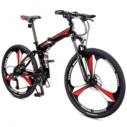 Qj Bicicleta Qj MTB Plegable de 26" Bicicletas de montaña Ligera 27 plazos de envo aleacin de Aluminio Marco de suspensin Completa del Disco de Freno, Rojo