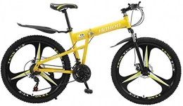 SYCY Bicicleta SYCY Bicicleta de montaña con suspensión Completa de 26 Pulgadas Bicicleta Plegable de 21 velocidades para Hombres y Mujeres Amarillo