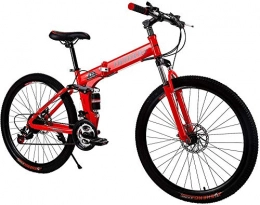 SYCY Bicicletas de montaña plegables SYCY Bicicleta Plegable Becoler de 26 Pulgadas con suspensión Total, Bicicleta Plegable de 21 velocidades, Velocidad Variable, Doble Disco, Antideslizante-Rojo