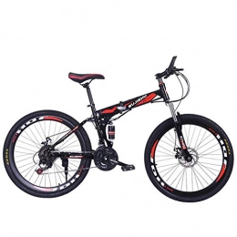 WEHOLY Bicicleta WEHOLY Bicicleta de montaña Plegable, Bicicleta Plegable de 26 Pulgadas con Rueda integrada Robusta de Acero de 6 radios, Engranaje de 24 velocidades de suspensin Completa Premium, 6, 26