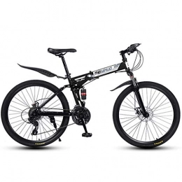 ZHTY Bicicleta ZHTY Bicicleta de montaña de 26"y 21 velocidades para Adultos, Cuadro de Aluminio con suspensin Completa, Horquilla de suspensin, Freno de Disco, Negro, A