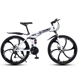 ZHTY Bicicleta ZHTY Bicicleta de montaña de 26"y 21 velocidades para Adultos, Cuadro de suspensión Completa de Aluminio Ligero, Horquilla de suspensión, Freno de Disco, Blanco, D