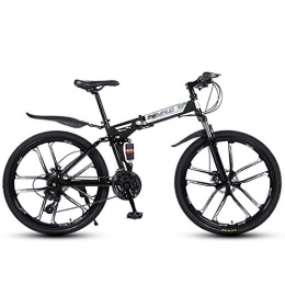 ZHTY Bicicleta ZHTY Bicicleta de montaña de 26"y 21 velocidades para Adultos, Cuadro de suspensión Completa de Aluminio Ligero, Horquilla de suspensión, Freno de Disco, Negro, E