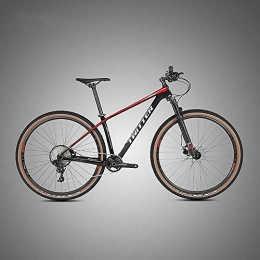 WSS Bicicleta 2.0 Bicicleta de montaña de Fibra de Carbono 29er 11s Off-Road Road Bike Dual Disc Frenos para Hombres y Mujeres Competición 27.5er Bicicleta de montaña 15 17 19 pulgadas2.0-Negro y Rojo_29er 15