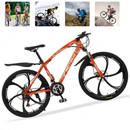 M-TOP Bicicleta 26'' Bicicleta de Carretera para Mujer y Hombre, 21 Velocidad Mountain Bike con Suspensin Delantero, Doble Freno de Disco, Bicicletas Montaa de Carbon Acero, Naranja, 6 Spokes