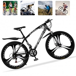 M-TOP Bicicleta 26'' Bicicleta de Carretera para Mujer y Hombre, 21 Velocidad Mountain Bike con Suspensin Delantero, Doble Freno de Disco, Bicicletas Montaa de Carbon Acero, Negro, 3 Spokes