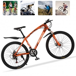 M-TOP Bicicleta 26'' Bicicleta de Carretera para Mujer y Hombre, 21 Velocidad Mountain Bike con Suspensión Delantero, Doble Freno de Disco, Bicicletas Montaña de Carbon Acero, Naranja, 30 Spokes