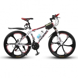 WEHOLY Bicicleta Bicicleta para hombre, bicicleta de montaña, ruedas de 6 radios, doble cuadro de acero de 17 ', horquilla de suspensin delantera con unidad de choque totalmente ajustable de 24 velocidades, rojo