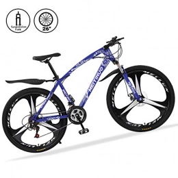 M-TOP Bicicleta Bicicletas de Montaa 26 Pulgadas 21 Speed Mountain Bike de Carbono Acero Suspensin Delantera Vicicletas MTB de Doble Freno de Disco, Azul, 3 Spokes