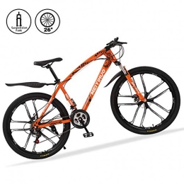 M-TOP Bicicleta Bicicletas de Montaa 26 Pulgadas 21 Speed Mountain Bike de Carbono Acero Suspensin Delantera Vicicletas MTB de Doble Freno de Disco, Naranja, 10 Spokes