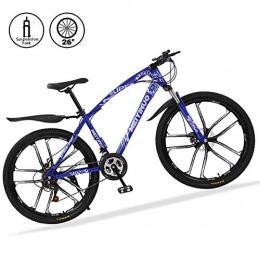 M-TOP Bicicleta Bicicletas de Montaña 26 Pulgadas 21 Speed Mountain Bike de Carbono Acero Suspensión Delantera Vicicletas MTB de Doble Freno de Disco, Azul, 10 Spokes
