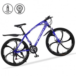 M-TOP Bicicleta Bicicletas de Montaña 26 Pulgadas 21 Speed Mountain Bike de Carbono Acero Suspensión Delantera Vicicletas MTB de Doble Freno de Disco, Azul, 6 Spokes