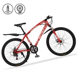 M-TOP Bicicleta Bicicletas de Montaña 26 Pulgadas 21 Speed Mountain Bike de Carbono Acero Suspensión Delantera Vicicletas MTB de Doble Freno de Disco, Rojo, 30 Spokes