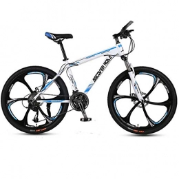 DGAGD Bicicleta DGAGD Bicicleta de montaa de 26 Pulgadas para Adultos, Velocidad Variable, Freno de Disco Doble, aleacin de Aluminio, Bicicleta, Seis Ruedas de Corte-Blanco Azul_21 velocidades