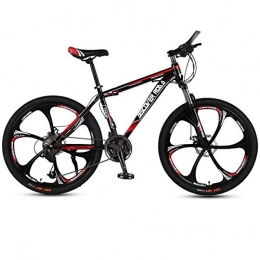 DGAGD Bicicletas de montaña DGAGD Bicicleta de montaña de 24 Pulgadas Bicicleta de Velocidad Variable para Adultos Freno de Disco Doble Bicicleta de Acero de Alto Carbono Seis Ruedas de Corte-Rojo Negro_21 velocidades