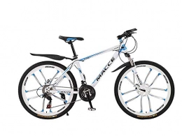 DGAGD Bicicleta DGAGD Bicicleta de montaña de 24 Pulgadas Bicicleta Masculina y Femenina de Velocidad Variable para Adultos de Diez Ruedas Que absorben los Golpes-Blanco Azul_27 velocidades