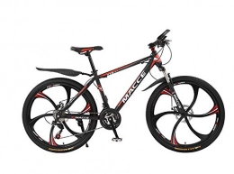 DGAGD Bicicleta DGAGD Bicicleta de montaña de 24 Pulgadas Bicicleta Masculina y Femenina de Velocidad Variable para Adultos de Seis Ruedas Que absorben los Golpes-Rojo Negro_24 velocidades
