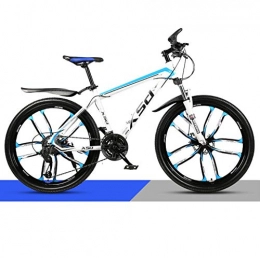 DGAGD Bicicleta DGAGD Bicicleta de montaña de 24 Pulgadas para Adultos, Hombres y Mujeres, Velocidad Variable, Carreras Ligeras, Ruedas de Diez Cuchillas-Blanco Azul_27 velocidades