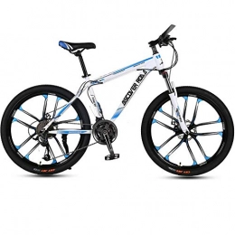 DGAGD Bicicletas de montaña DGAGD Bicicleta de montaña de 26 Pulgadas Bicicleta de Velocidad Variable para Adultos Freno de Disco Doble Bicicleta de Acero de Alto Carbono Diez Ruedas de Corte-Blanco Azul_21 velocidades