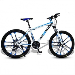 Dsrgwe Bicicleta Dsrgwe Bicicleta de Montaña, De 26 Pulgadas de Bicicletas de montaña, Marco de Acero al Carbono Rígidas Bicicletas, Doble Disco de Freno y suspensión Delantera (Color : White+Blue, Size : 27 Speed)