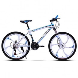 FXMJ Bicicleta FXMJ Bicicleta de montaña de 26 Pulgadas, Bicicletas de Carretera de suspensin Completa con Frenos de Disco, Bicicletas de MTB de 21 velocidades para Hombres y Mujeres, White Blue