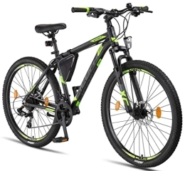 Licorne Bike Bicicleta Licorne Bike Effect Premium - Bicicleta de montaña 27, 5 pulgadas - para niños, niñas, hombres y mujeres - Cambio de 21 velocidades - para hombre - Negro / Lime (2 frenos de disco)