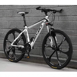 Qj Bicicleta Qj Unisex 26 Pulgadas de Acero Integral de Ruedas de Carbono de Alta Velocidad Suspensión de Bicicletas de montaña de Doble Disco de Freno de la Bici, Blackwhite, 27Speed