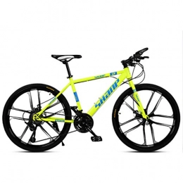 ZKHD Bicicleta Unisex de montaña a campo compite con la bici, marco de la pintura electrosttica, grueso tubo de acero al carbono de pared, frenos de doble disco y una rueda de bicicleta de montaña, Amarillo, 27 speed