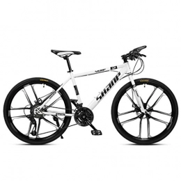 ZKHD Bicicleta Unisex de montaña a campo compite con la bici, marco de la pintura electrosttica, grueso tubo de acero al carbono de pared, frenos de doble disco y una rueda de bicicleta de montaña, Blanco, 21 speed