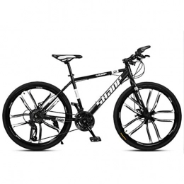 ZKHD Bicicleta Unisex de montaña a campo compite con la bici, marco de la pintura electrosttica, grueso tubo de acero al carbono de pared, frenos de doble disco y una rueda de bicicleta de montaña, Negro, 24 speed
