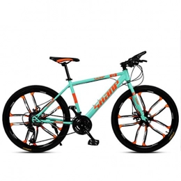 ZKHD Bicicleta Unisex de montaña a campo compite con la bici, marco de la pintura electrosttica, grueso tubo de acero al carbono de pared, frenos de doble disco y una rueda de bicicleta de montaña, Verde, 21 speed