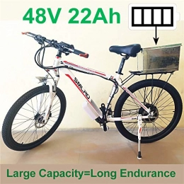SMLRO Bike 26" 48V Lithium Battery Aluminum Alloy Electric Assisted Bicycle, 27 Speed Electric Bike, MTB / Mountain Bike, adopt Oil Disc Brakes, Pedelec. (22Ah White Red)