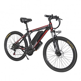 Electric oven Bike 26" Electric Mountain Bike, 1000W MTB E-bike for Men Battery Electric City Bike Snow Hybrid Bicycle (Color : Red, Number of speeds : 21)