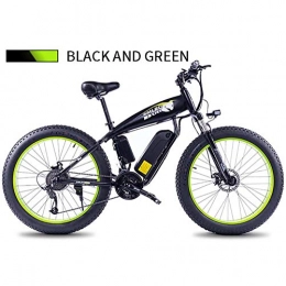 LOO LA Electric Mountain Bike 26'' Fat Tire e-Bike Mountain Bike, Large Capacity Lithium-Ion Battery (48V 13AH 350W), 21 Speeds Beach Cruiser Sports Mountain Bikes Full Suspension, Green