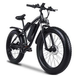 Electric oven Electric Mountain Bike 26 ”Fat Tire Electric Bike 1000W Electric Mountain Bike 48V 17Ah Removable Lithium Battery 24.8MPH Bike Powerful Ebike for Cycling Enthusiasts (Color : Black, Number of speeds : 21)