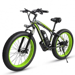 CNRRT Bike CNRRT 26-inch electric mountain bike, rear wheel brush 350W motor, mobile 48V15AH lithium battery, professional 21 speed beach snow electric bicycle, double disc brake (Color : Black Green)