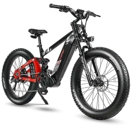 Cyrusher Electric Mountain Bike Cyrusher 26" Electric Bike For Adults, Ranger Mountain bike, 250W 52V 20Ah Long Range, 6061 Aluminum frame, Dual Shock Absorber, 4" Fat Tire, (Black)