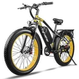 Cyrusher Electric Mountain Bike Cyrusher 26" Electric Bike For Adults, XF650 Mountain Ebike 250W 48V 13Ah, 26" x 4" Fat Tire, Shimano 7-Speed, Front Suspension, Yellow