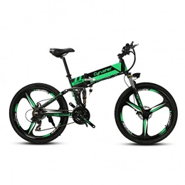 Cyrusher Bike Cyrusher XF700 Mans Folding Electric Bike 17 X 26 inch Mountain Bike Full Suspension 250 Watt 36V 21 Speeds with Power Off Anti-Slip Mechanical Disc Brake and Smart Bike Computer (green black)