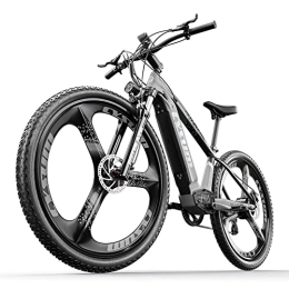 cysum Electric Mountain Bike cysum CM520 Men's Electric Bike, 29 Inch Adult Electric Mountain Bike, 48V 14Ah Li-Battery, Shimano 7 Speed ​​Road Mountain ebike, One-Piece Rim Commuter Electric Bike, Disc Brakes (Gray)