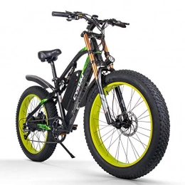 cysum Electric Mountain Bike cysum E-bike 26-Inch Mountain Bike 1000W 48V Electric Fat Bike 7 Speed Off-road Mountain Sport Bikes Full Suspension, Large Capacity Li-on Battery Hydraulic Dual Disc Brakes M900