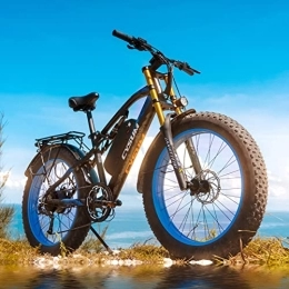 cysum Electric Mountain Bike cysum Electric Bike, M900 26 * 4.0" Fat Tire Snow E-Bike Mountainbike, 48V*17Ah Battery, Adult Electric Mountain Bike, Up to 70 Kilometer Range (Blue-plus)