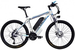 RDJM Electric Mountain Bike Ebikes, 26'' Electric Mountain Bike Brushless Gear Motor Large Capacity (48V 350W 10Ah) 35 Miles Range And Dual Disc Brakes Alloy Electric Bicycle (Color : White Blue)