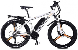 RDJM Electric Mountain Bike Ebikes, 26 Inch Adult Electric Mountain Bike, 350W Motor City Travel Electric Bike 36V Removable Battery 27 Speed Dual Disc Brakes with Rear Shelf (Color : White, Size : 10AH 70km)