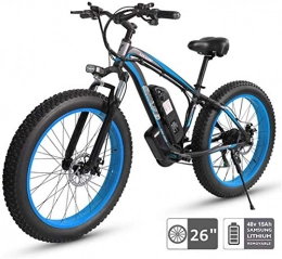 RDJM Electric Mountain Bike Ebikes, 48V Electric Bike Electric Mountain Bike, 26'' Fat Tire E-Bike 21 Beach Cruiser Mens Sports Mountain Bike Full Suspension 350W Rear Wheel Motor (Color : Black)