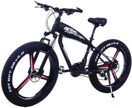 Erik Xian Bike Electric Bike Electric Mountain Bike 26 Inch 21 / 24 / 27 Speed Electric Mountain Bikes With 4.0" Fat Snow Bicycles Dual Disc Brakes Brakes Beach Cruiser Mens Sports E-bikes (Color : 10Ah, Size : Black-A)